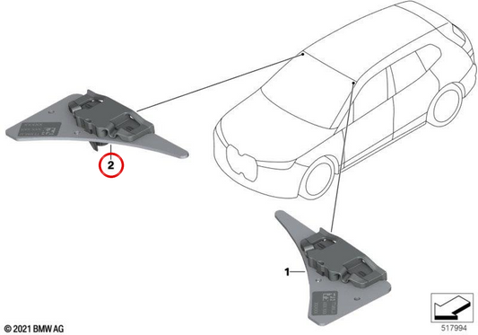Right windshield antenna OEM 65208705920 for BMW G60, G61, G68, G90, G70, G09, I20. Original BMW.