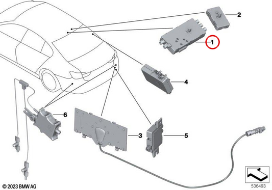 Amplificador de antena de diversidade OEM 65208735983 para BMW G30, G11, G12. BMW genuíno.
