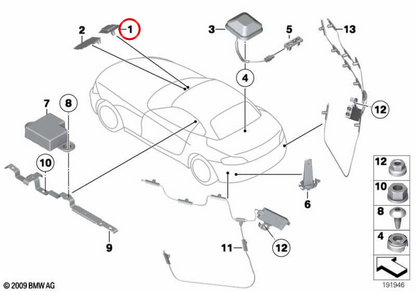 Antenna GPS OEM 65209123783 per BMW E89. BMW originale.