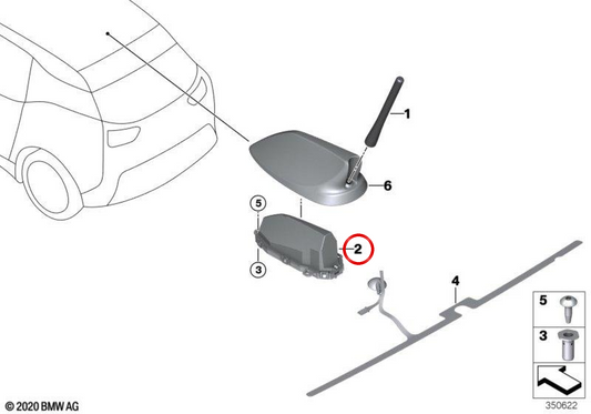 OEM ceiling antenna 65209253992 for BMW I3 (I01). Original BMW.