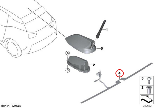 Antena de sensor OEM 65209254002 para BMW i3 (I01). BMW genuíno.