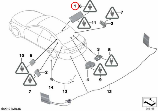 Amplificateur de signal d'antenne OEM 65209346809 pour BMW F10, F01, F02, F04. BMW d'origine.