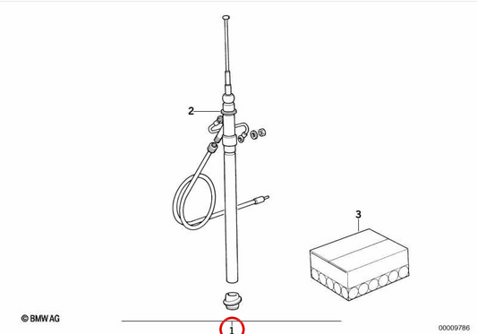 Kit de antena retrátil traseira OEM 65219058338 para BMW E30. Substituição original da antena retrátil traseira. Compatível com BMW Série 3 E30. BMW genuíno.