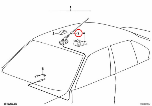Antenne radio OEM 6521386412 pour BMW E30. BMW d'origine.