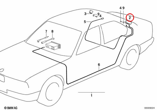 Amplificatore antenna della finestra OEM 65238355132 per BMW E34. BMW originale.