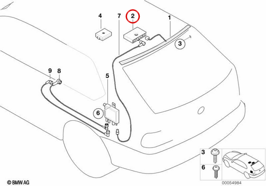 OEM 65248377815 Heckfensterantenne für BMW E46. Original BMW.
