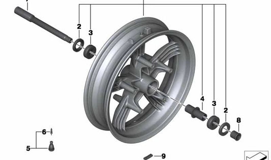 Roda dianteira preta OEM 36318357893 para BMW C Motorcycles Evolution, C 600 Sport, C 650 Sport. BMW Motorrad original.