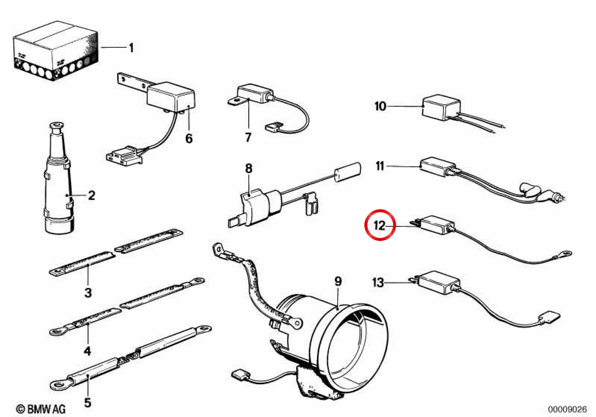 Suppression du condenseur des interférences OEM 65311357878 pour BMW E21, E30, E12, E28, E24, E23. BMW d'origine.