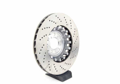 Disco de freno ventilado y perforado izquierdo OEM 34112284101 para BMW F10, F06, F12, F13. Original BMW.