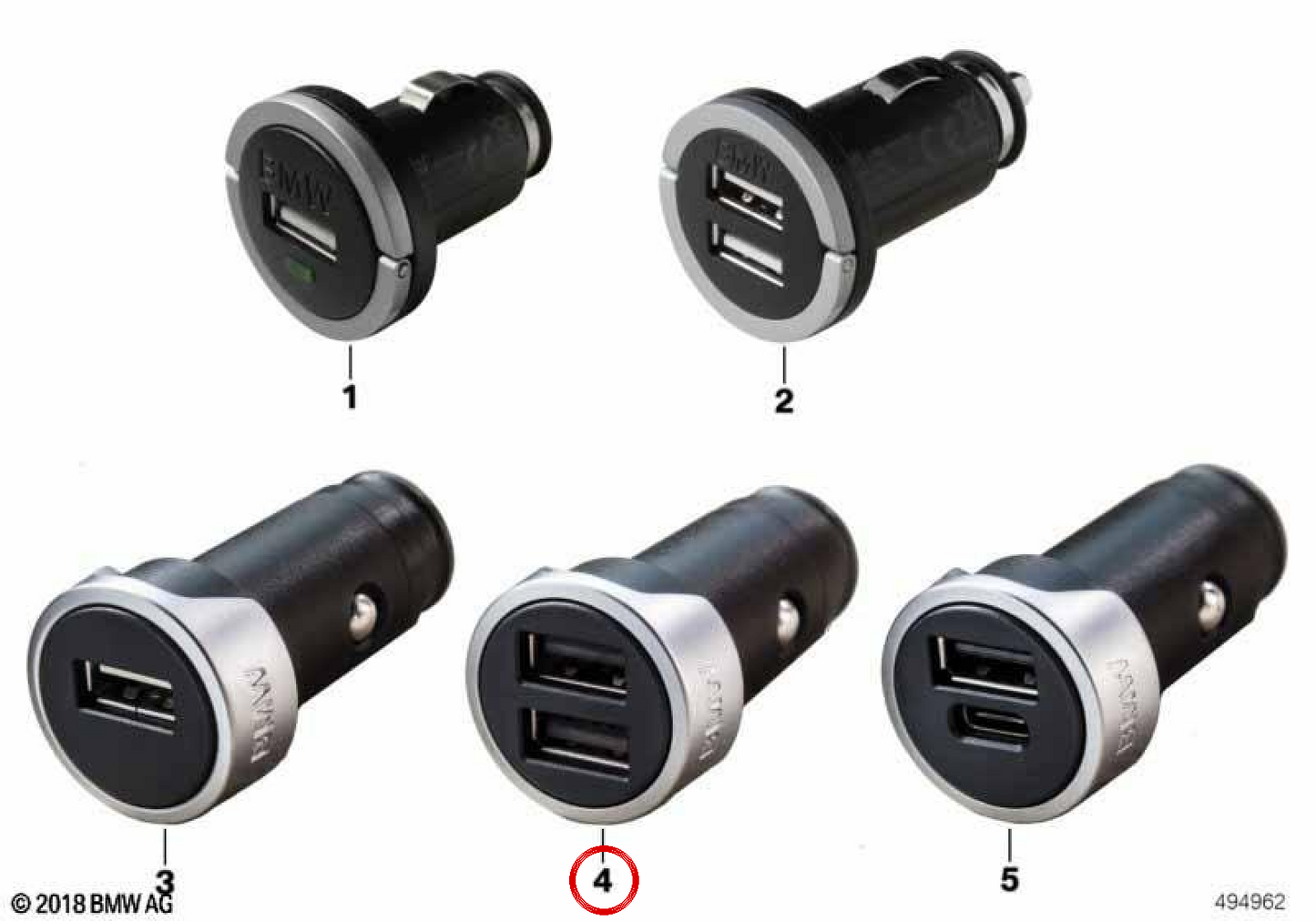 Caricatore doppio USB OEM 65412458285 per BMW E81, F20, E46, F30, G20... e altro ancora. BMW originale.
