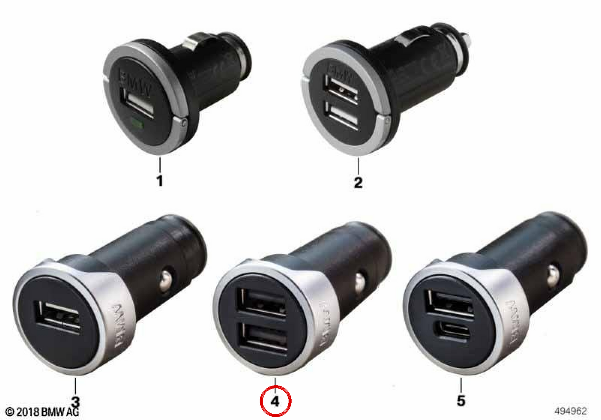 Caricatore doppio USB OEM 65412458285 per BMW E81, F20, E46, F30, G20... e altro ancora. BMW originale.