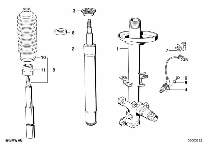 Shock absorber insert for BMW E32 (OEM 31321137035). Original BMW.