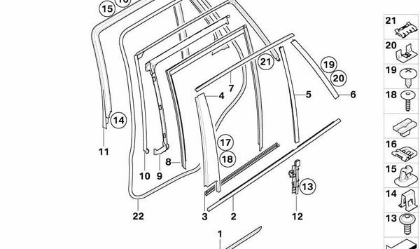 Embellecedor marco superior ventanilla puerta trasera derecha OEM 51358036780 para BMW X5 E70, E70N. Original BMW.
