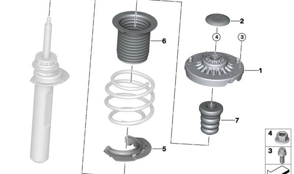 Cojinete soporte delantero OEM 31336892617 para BMW {F40, F44, F45, F46, F48, F49, F39} y MINI {F54, F60}. Original BMW y MINI.