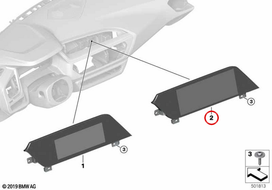 Multimedia -Bildschirm (zentrale Informationsanzeige) OEM 65505A0E6C0 für BMW G29. Original BMW.