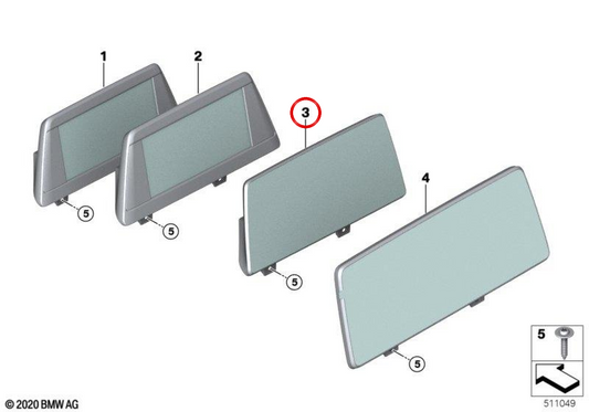 Multimedia Central Information Display OEM 65508715339 für BMW F90, G30, G31, G38. Original BMW.