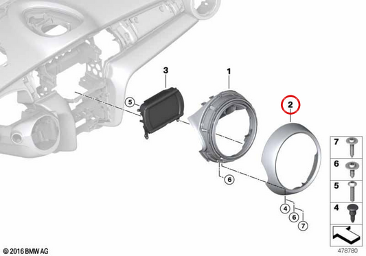LED-Innenring OEM 65509338327 für MINI F56, F57, JCW. Originaler MINI.