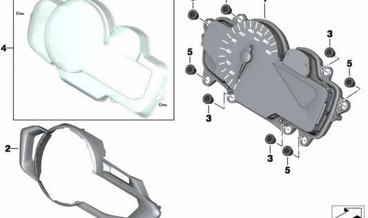 Guarnição combinada de instrumentos BLACK BRILLANT OEM 46638549206 para BMW Motorrad C 600 Sport, C 650 Sport, C 650 GT. Originais BMW Motorrad.