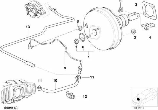 Tubo de vácuo para BMW 5 E39 Series (OEM 34301163459). BMW original