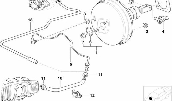 Tubo de vacío OEM 34301163784 para BMW E39. Original BMW.