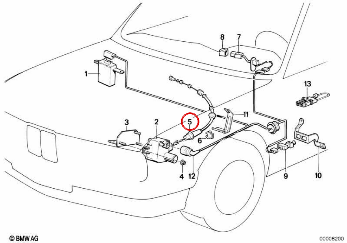 Câble de commande du régulateur de vitesse OEM 65718351429 pour BMW E34. BMW d'origine.
