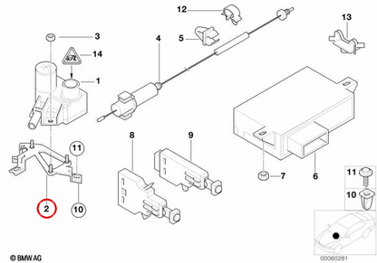 OEM Central Locking Actuator Support 65718377820 für BMW E39. Original BMW.