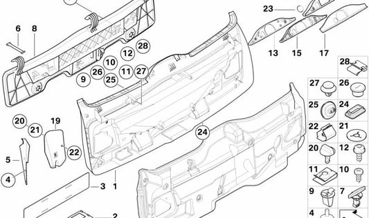 OEM 51498259126 Kofferraumverriegelungsabdeckung für BMW E39. Original BMW.