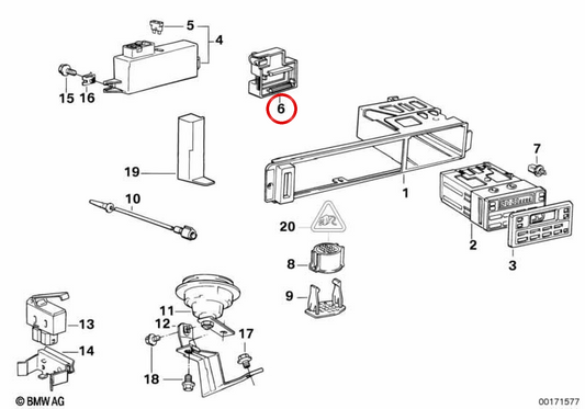 Módulo de relé de rádio OEM 65758366215 para BMW E36, E34, E32, E31. BMW genuíno.