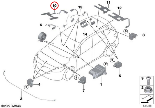 PAUD SENSORE OCCUPE SEDIFICATO OEM 65775A14A02 per BMW F70, U06, U11, U12, U10. BMW originale.