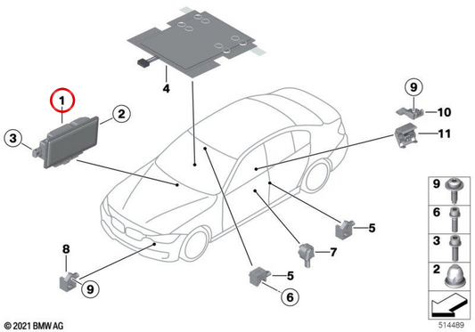 Airbag -Steuermodul OEM 65777911608 für BMW F22, F23, F30, F33, F83, F01, F02, F15. Original BMW.