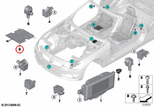 Sensore di occupazione del sedile OM 65779354628 per BMW F33, F06, F12, F13. BMW originale.