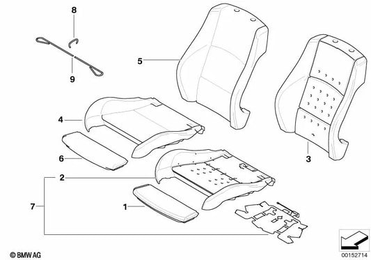 Coperchio di backup in pelle sinistra per BMW 3 E90N Series, E91N (OEM 52107246857). BMW originale