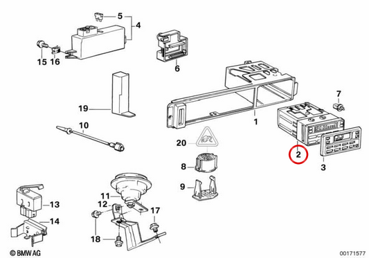 Interrupteur d'ordinateur OEM sur le panneau 65811384149 pour BMW E34, E32. BMW d'origine.