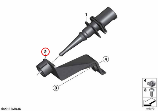 OEM externer Temperatursensorunterstützung 65817712982 für BMW R1200 GS -Motorräder, R1200 GS -Abenteuer (K25). Originaler BMW Motorrad.
