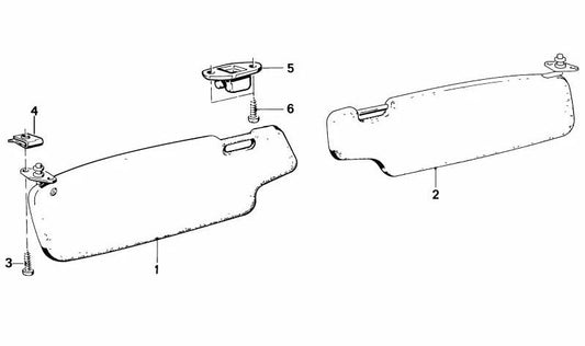 Parasoles izquierdo OEM 51161920063 para BMW E24 (628CSi, 633CSi) todos los modelos compatibles. Color antracita. Original BMW.