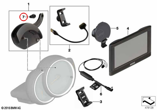 Click&Drive tow ball housing OEM 65902447306 for MINI F55, F56, F54 Clubman, F57 Cabrio and F60 Countryman. Original MINI