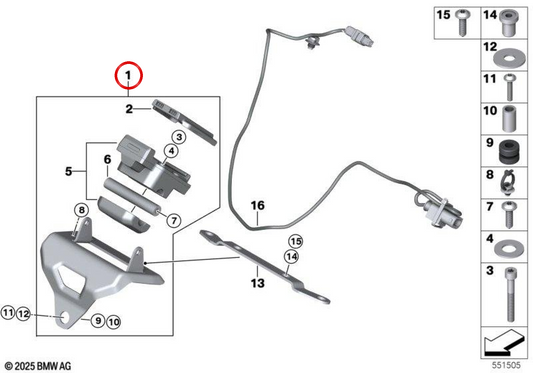 Kit di predisposizione per navigatore OEM 65905B60EA7 per moto BMW R 1300 RS, supporto su fascetta manubrio, Original BMW Motorrad