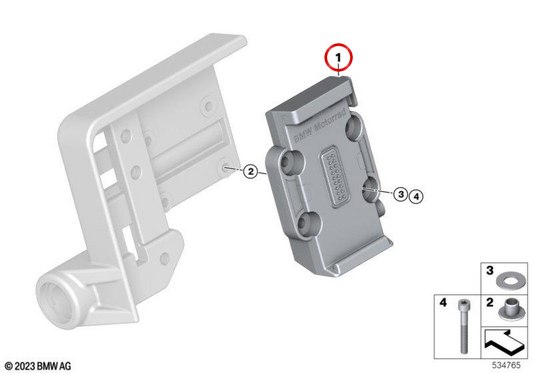 Mount Cradle Holder without Audio Mode OEM 65908354256 for BMW R 1250 GS, R 1250 RT, R 1250 R, R 1250 RS, S 1000 XR, F 900 GS, R 18 motorcycles and more. Genuine BMW Motorrad