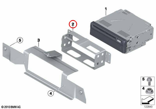 Suporte da unidade de navegação OEM 65908385498 para BMW E65, E66. BMW genuíno.
