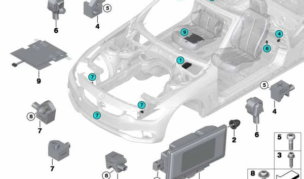 Sensor de ocupación del asiento del pasajero OEM 65779354628 para BMW F33, F06, F12, F13. Original BMW.