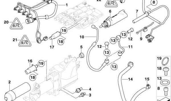Tubo de presión OEM 23017838944 para BMW E60, E61, E63, E64. Original BMW.