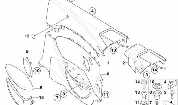 Rejilla del altavoz trasero izquierdo para BMW Serie 6 E63, E64 (OEM 51438045693). Original BMW