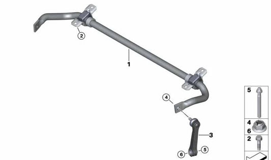 Stabilizzatore posteriore per BMW 5 F90 Series, F90N, serie 8 F93 (OEM 33558074131). BMW originale