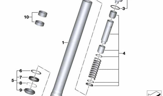 Tubo vertical frontal de ouro OEM 31428553756 para motocicletas BMW S 1000 XR (K49). BMW Motorrad original.