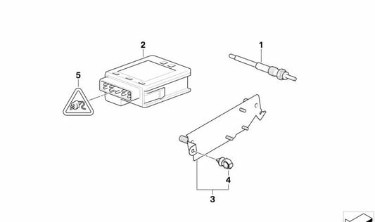 Soporte relé de bujías de incandescencia OEM 12527801765 para BMW E46, E90, E91, E92, E93, E60, E61, E63, E64, E65, E66, E83, E53, E70 y E71. Original BMW.
