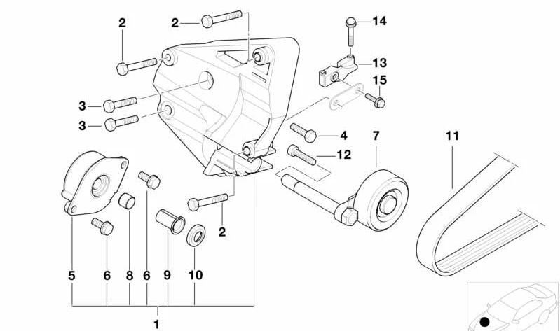 Tensor de correa OEM 64552354036 para BMW E46, E39, E38. Original BMW.