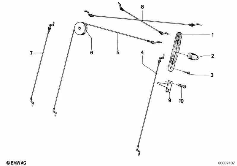 Cabo interno para BMW Série 3 E21, Série 6 E24 (OEM 52101855303). BMW originais.