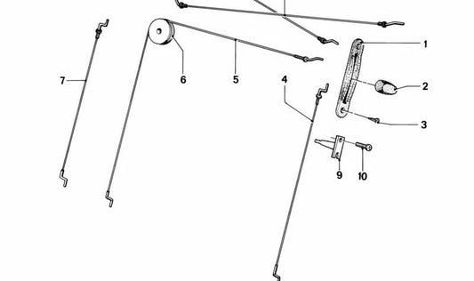 Cable de desbloqueo respaldo asiento delantero OEM 52101855276 para BMW E21 y E24. Original BMW.