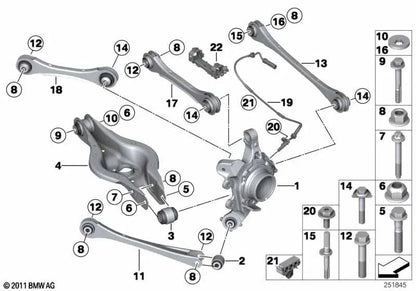 Bieleta con soporte de goma izquierdo para BMW F20, F21, F22, F23, F30, F31, F34, F35, F32, F33, F36 (OEM 33326792543). Original BMW