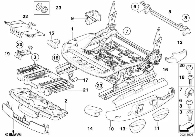 Rechte Gürtelbefixende Abdeckung für BMW E90, E90N, E91, E91N (OEM 52107157408). Original BMW